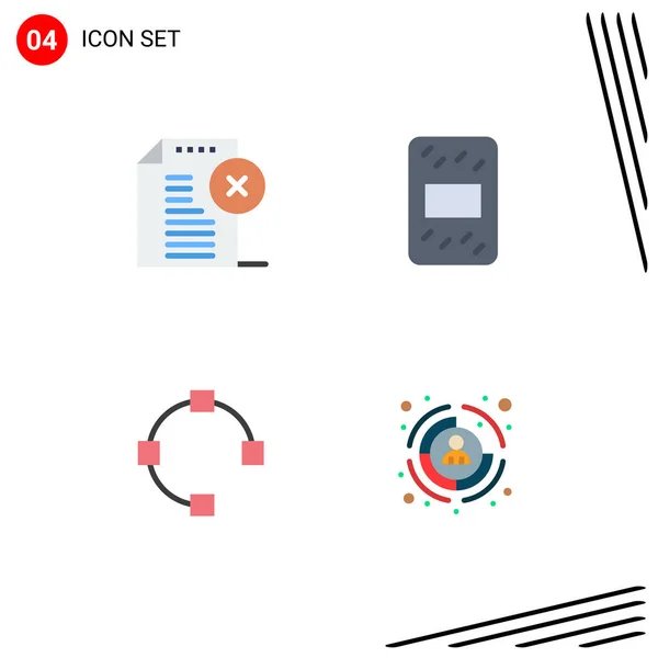 Set Vector Flat Icons Grid Delete Path Document Grouts Business — Vector de stock