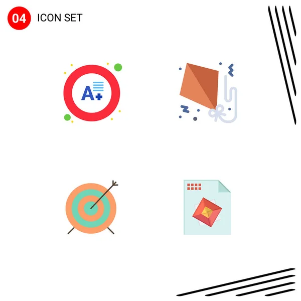 Flat Icon Pack Universal Symboly Zkoušky Cíl Drak Papír Soubor — Stockový vektor
