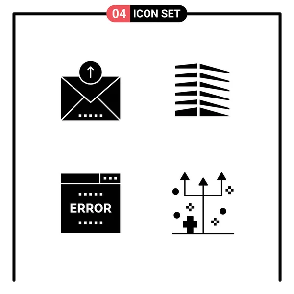 Packung Mit Modernen Solid Glyphen Zeichen Und Symbole Für Web — Stockvektor