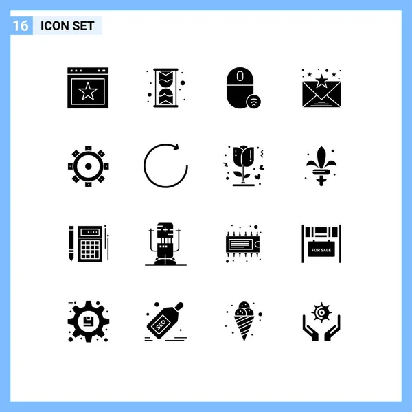 User Interface Pack Basic Solid Glyphs Setting Construction Devices Communication — Stock Vector