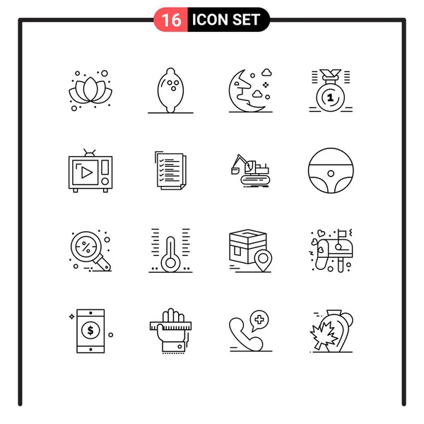 Stock Vector Icon Pack Znaki Symbole Linii Dla Antena Noc — Wektor stockowy