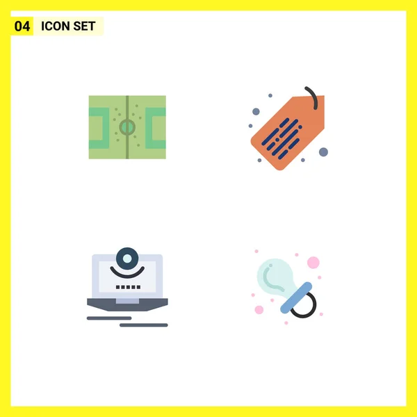 Mobile Interface Flat Icon Set Pictograms Field Camera Pitch Label — Stockový vektor