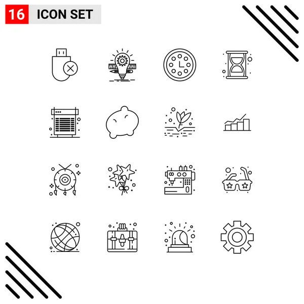 Stock Vector Icon Pack Mit Linienzeichen Und Symbolen Für Computer — Stockvektor