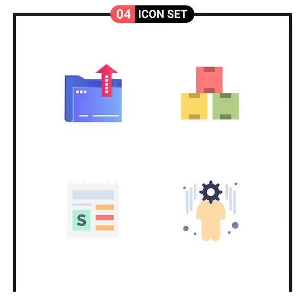 Mobile Interface Flat Icon Set Pictograms Folder Money Storage Production — Stock Vector