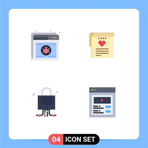 Thematic Vector Flat Icons Editable Symbols Antivirus Lock Web Love — Stockový vektor