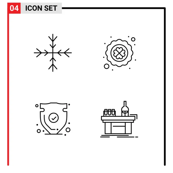 Linha Interface Móvel Conjunto Pictogramas Neve Proteger Trevo Poker Verificar — Vetor de Stock