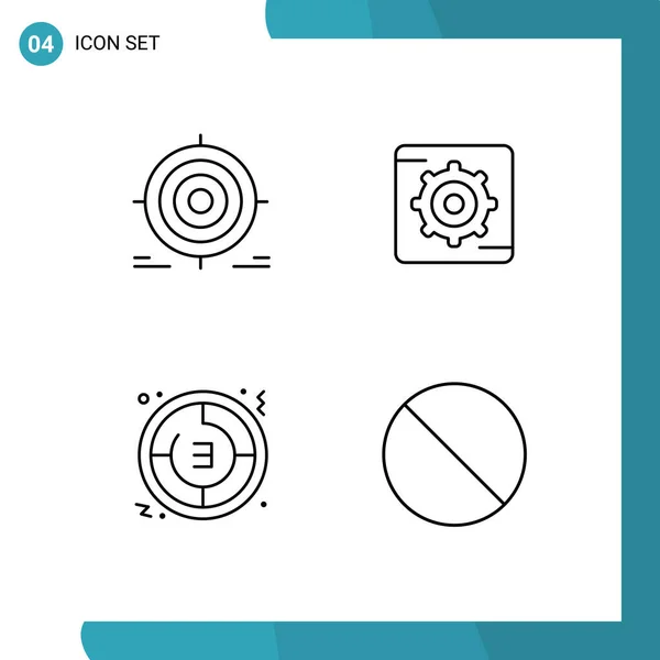 Set Modern Icons Sysymbols Signs Target Timer Goal Setting Clock — Vector de stock