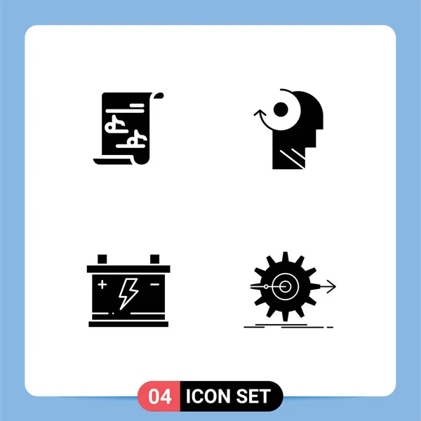 Mobile Interface Solid Glyph Set Pictograms File Battery Playlist Your — Stock Vector