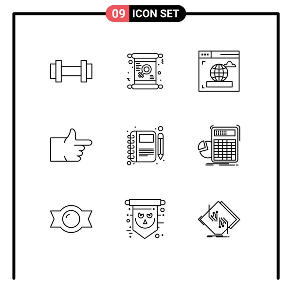 Universal Icon Symbols Group Modern Outlines Note Diary Women Vote — Stock Vector
