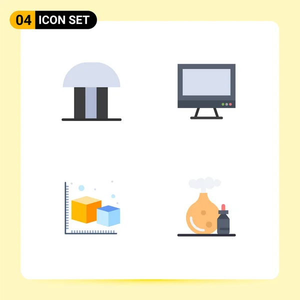 Creative Icons Modern Jelek Szimbólumok Épület Bíróság Monitor Kocka Szerkeszthető — Stock Vector