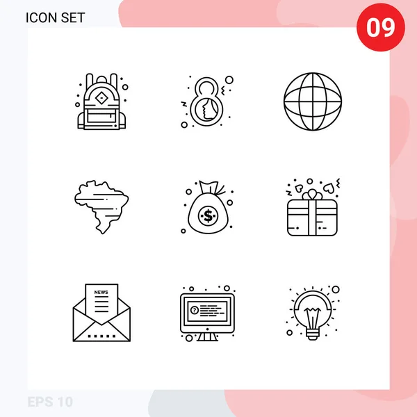 User Interface Outline Pack Modern Signs Sysymbols Money Currency Education — Vector de stock