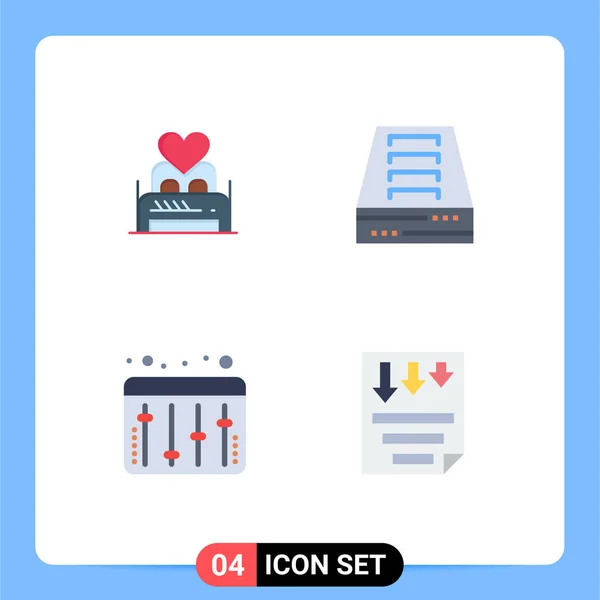 Editable Vector Line Pack Simple Flat Icons Bed Office Couple — Vector de stock