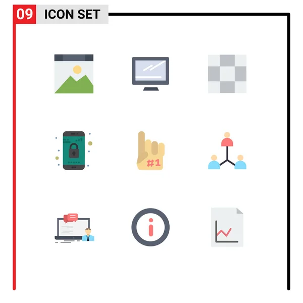Univerzální Ploché Barevné Značky Symboly Pěny Fanatické Telefon Zámek — Stockový vektor