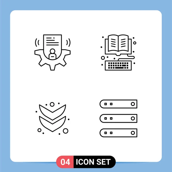 Pack Couleurs Plates Filledline Modernes Signes Symboles Pour Supports Impression — Image vectorielle