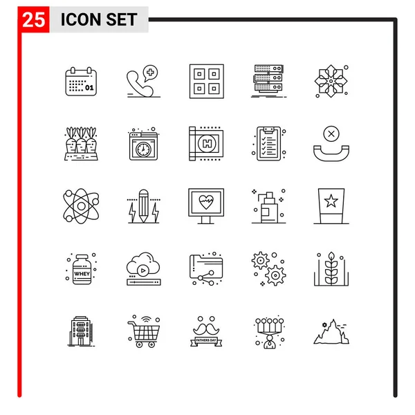 Universal Icon Symbols Group Modern Lines Data Rack Arrived Storage — Stockvektor