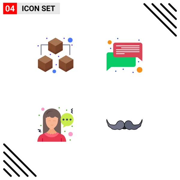 Conjunto Moderno Iconos Planos Símbolos Como Grandes Mujeres Chat Mensaje — Vector de stock