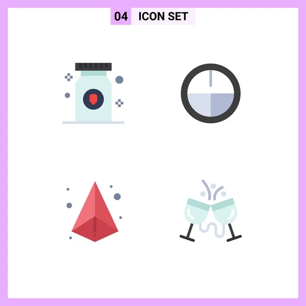 Mobile Interface Flat Icon Set Pictograms Drug Triangle Pill Military — Vector de stock