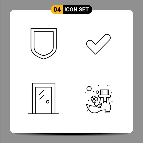 Mobile Interface Line Set Pictograms Protection House Check Good Room — Vector de stock