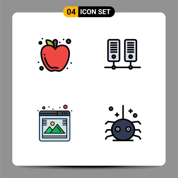 Creative Icons Modern Signs Sysymbols Apple Seo Food Server Bug — Vector de stock