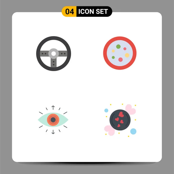 Mobile Interface Flat Icon Set Pictograms Controller Eye Wheel Equipment — Archivo Imágenes Vectoriales