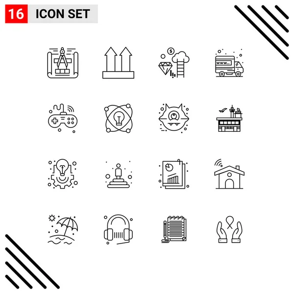 Creative Icons Modern Signs Sysymbols Iot Games Cloud Domain International — Vector de stock