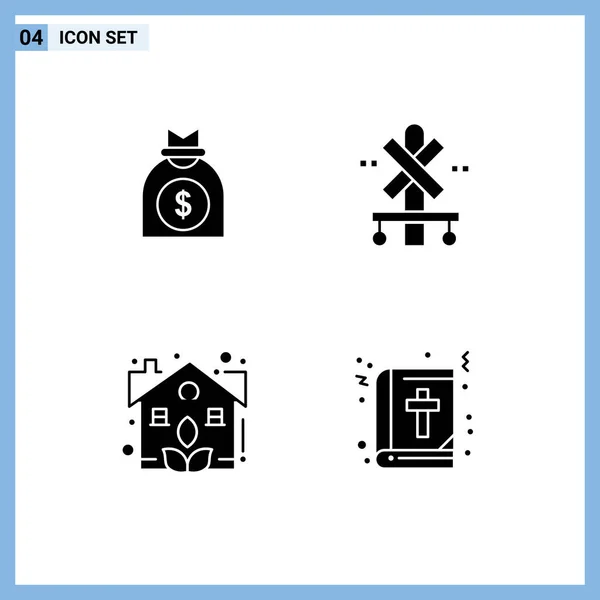 Pictogram Set Simple Solid Glyphs Capital Garden Business Station Real — Stock Vector