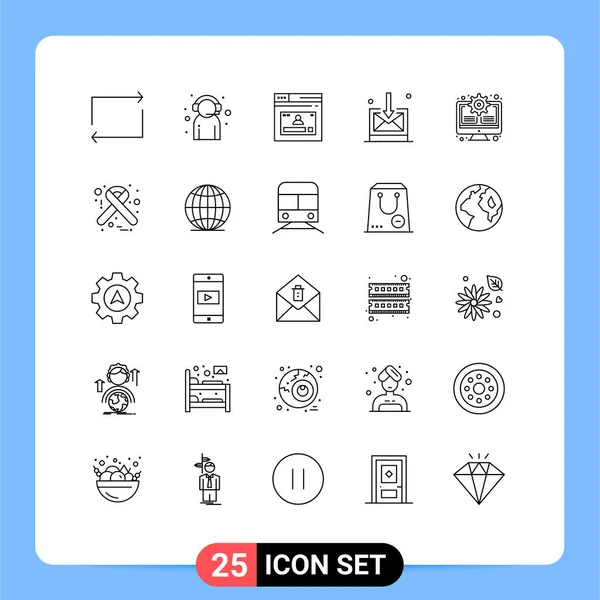 Universal Icon Symbols Gruppe Von Modernen Linien Für Monitor Technologie — Stockvektor