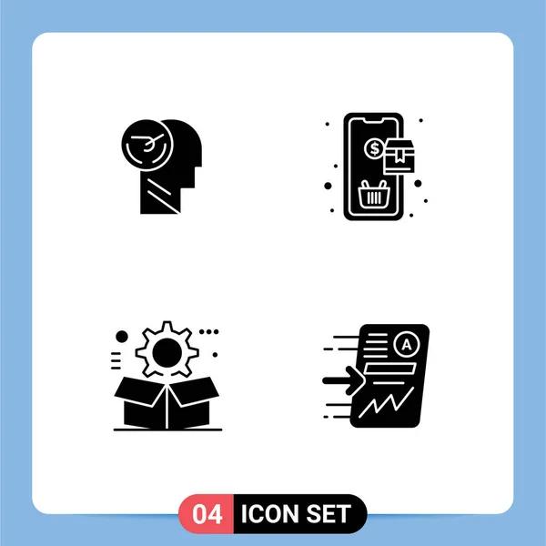 Thematic Vector Solid Glyphs Editable Symbols Activity Box Human Order — Stock Vector