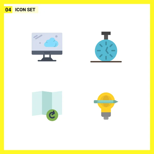 Benutzeroberfläche Flaches Icon Pack Moderner Zeichen Und Symbole Für Wolke — Stockvektor