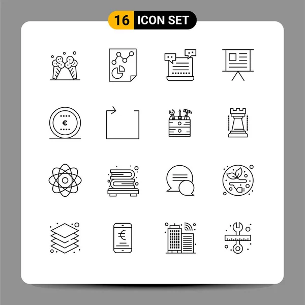 Stock Vector Icon Pack Mit Linienzeichen Und Symbolen Für Präsentation — Stockvektor