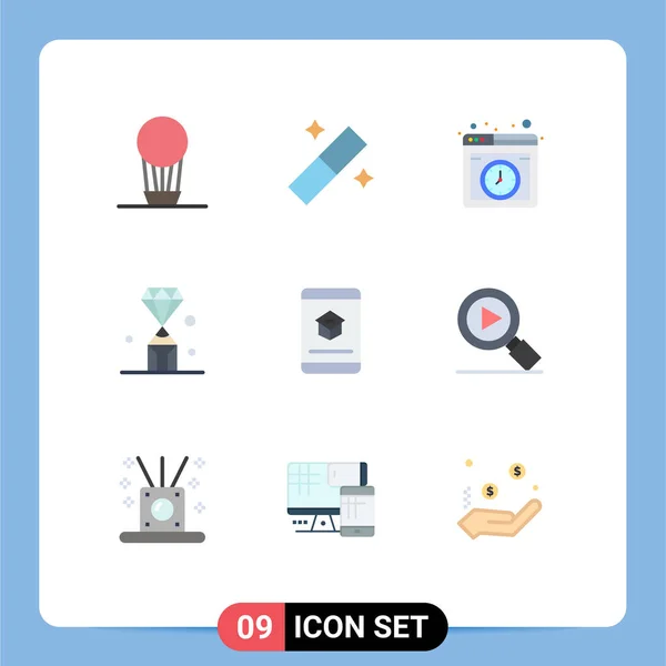 Universal Icon Symbols Group Modern Flat Colors Education Book Internet — Stock Vector