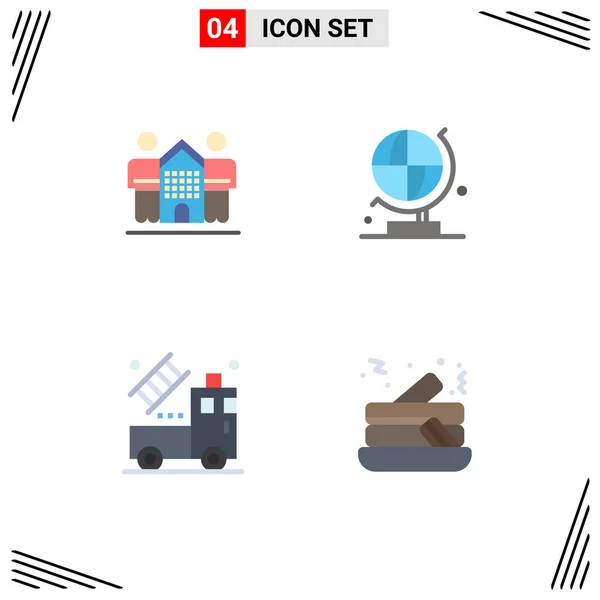 Flat Icon Pack Universal Symboly Kultury Kamionu Domů Zeměkoule Transparentní — Stockový vektor