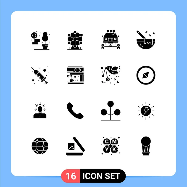 Set Modern Icons Symbols Signs Procedure Drop Car Restaurant Cooking — Stock Vector