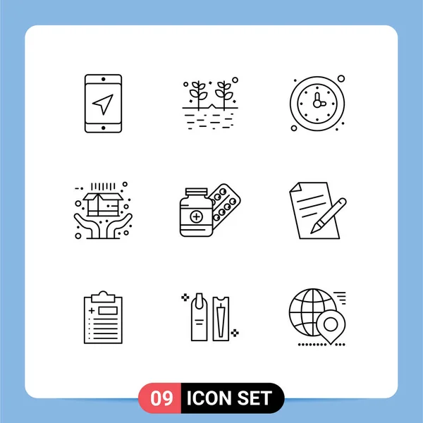 Creative Icons Modern Jelek Szimbólumok Tabletta Szállítás Óra Kereskedelem Nézni — Stock Vector