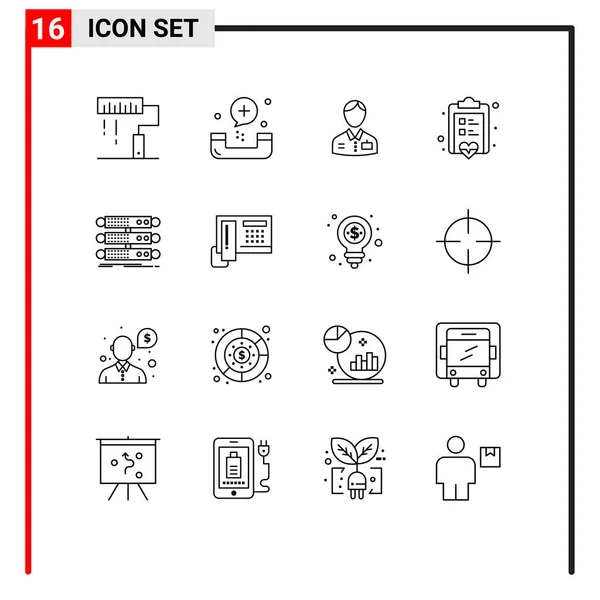 16个通用符号 可编辑向量设计元素 的设计大纲套件 — 图库矢量图片