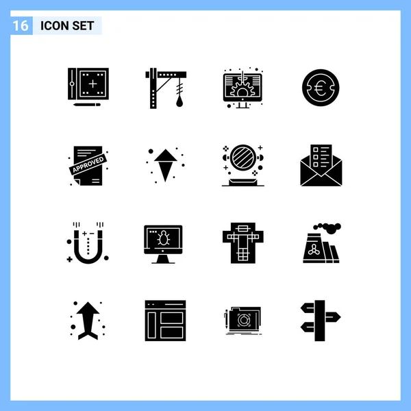 Set Icone Dell Interfaccia Utente Moderna Simboli Segni Investimento Euro — Vettoriale Stock
