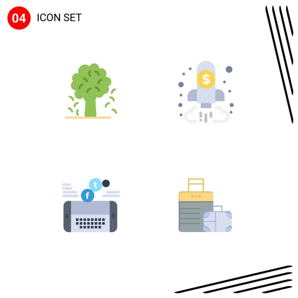 User Interface Pack Basic Flat Icons Tree Goal Nature Business — Vector de stock