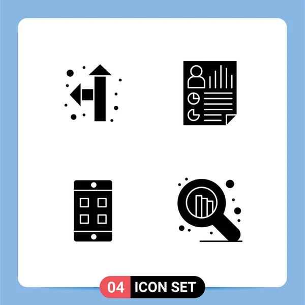 User Interface Pack Basic Solid Glyphs Direction Cell Data Report — Stock Vector