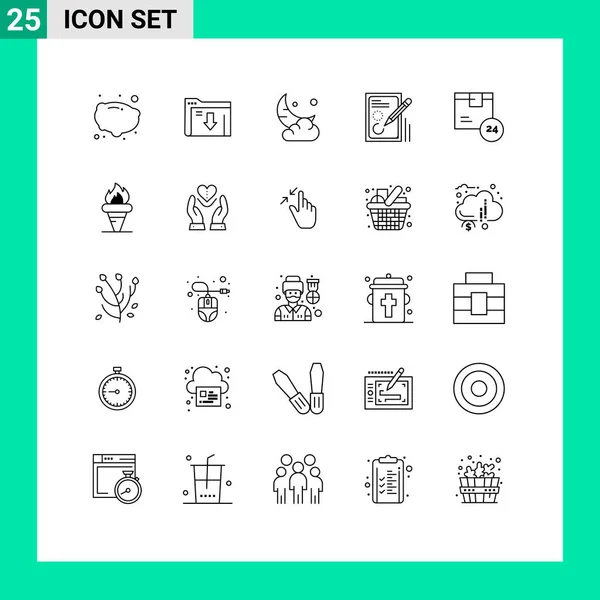 Universal Icon Symbols Group Modern Lines Design Cresent Document Edit — Stock Vector