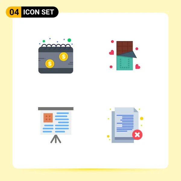 Set Commercial Flat Icons Pack Calendar Board Schedule Love Delete — Stock Vector