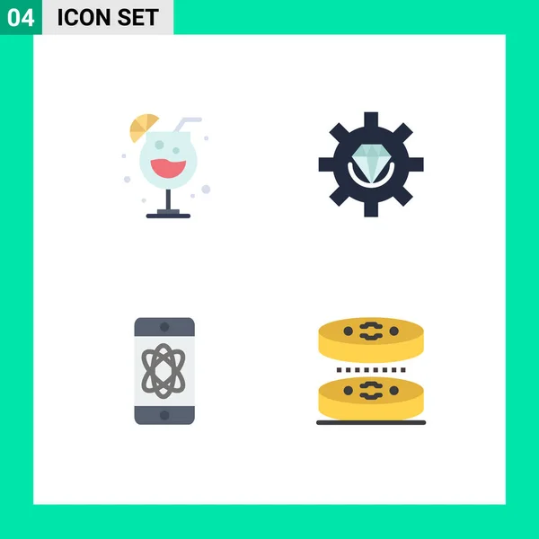 User Interface Pack Basic Flat Icons Night Science Coding Process — Διανυσματικό Αρχείο