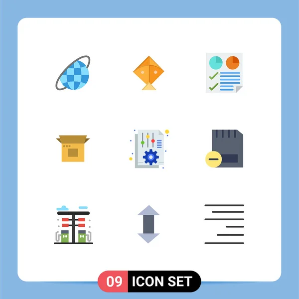 Universal Icon Symbols Group Modern Flat Colors Document Product Document — Vetor de Stock