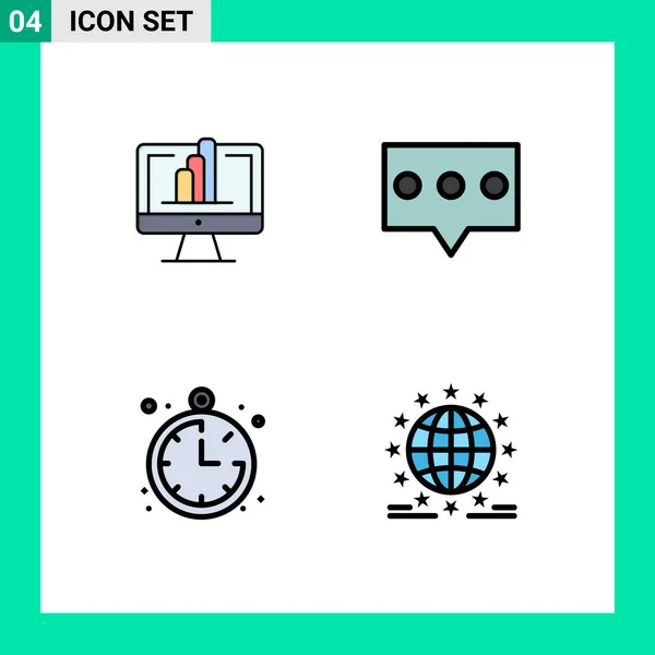 Mobiele Interface Filledline Flat Color Set Van Pictogrammen Van Computer — Stockvector