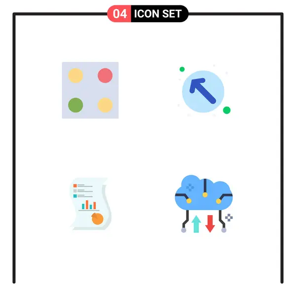 Group Modern Flat Icons Set Electro Business Arrow Left Marketing — Stock Vector