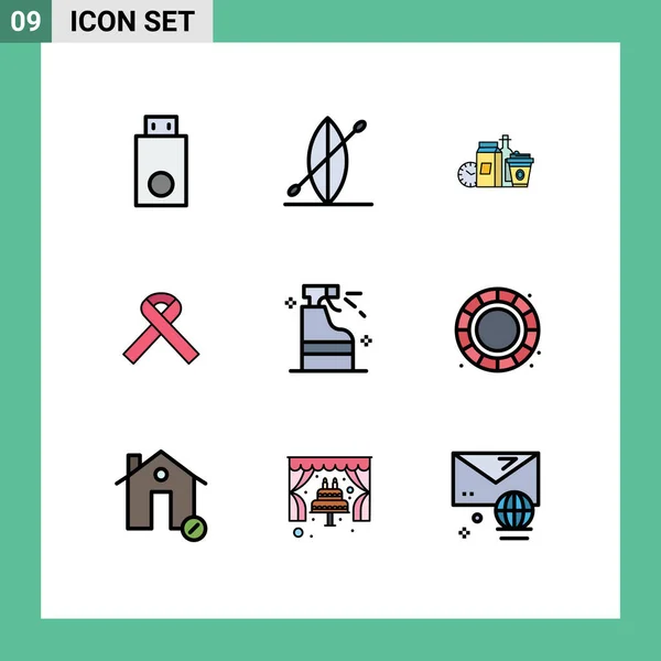 Conjunto Icones Modernos Símbolos Sinais Para Spray Saúde Alimentos Ajudas — Vetor de Stock