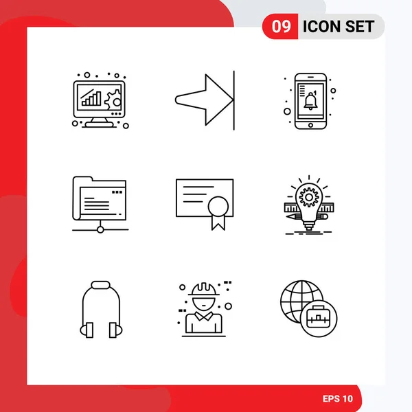 Vector Stock Icon Pack Líneas Signos Símbolos Para Envío Diploma — Vector de stock