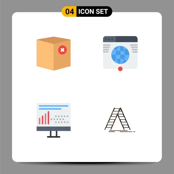 Set Commercial Flat Icons Pack Box Website Internet Design Editable — Vector de stock