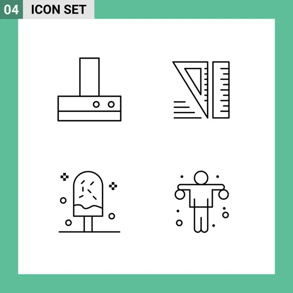 Set Icone Moderne Simboli Segni Estrattore Estate Istruzione Freddo Manubri — Vettoriale Stock