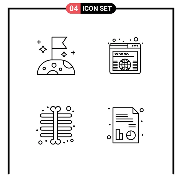 Icône Vectorielle Stock Paquet Signes Symboles Ligne Pour Lune Rayon — Image vectorielle