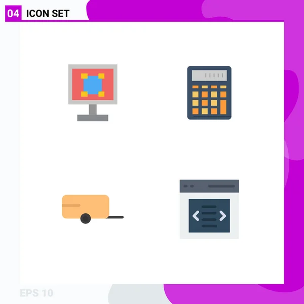 Modern Set Flat Icons Symbols Crop Financial Program Accounting Farmer — Vector de stock